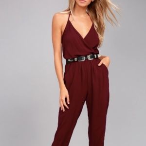 Learning to Fly Burgandy Jumpsuit
